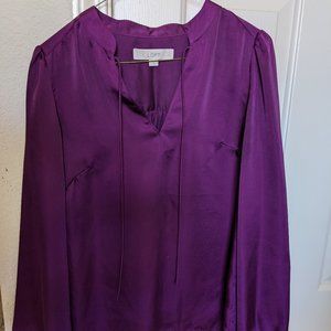 Maroon Satin LOFT Blouse (Size S)